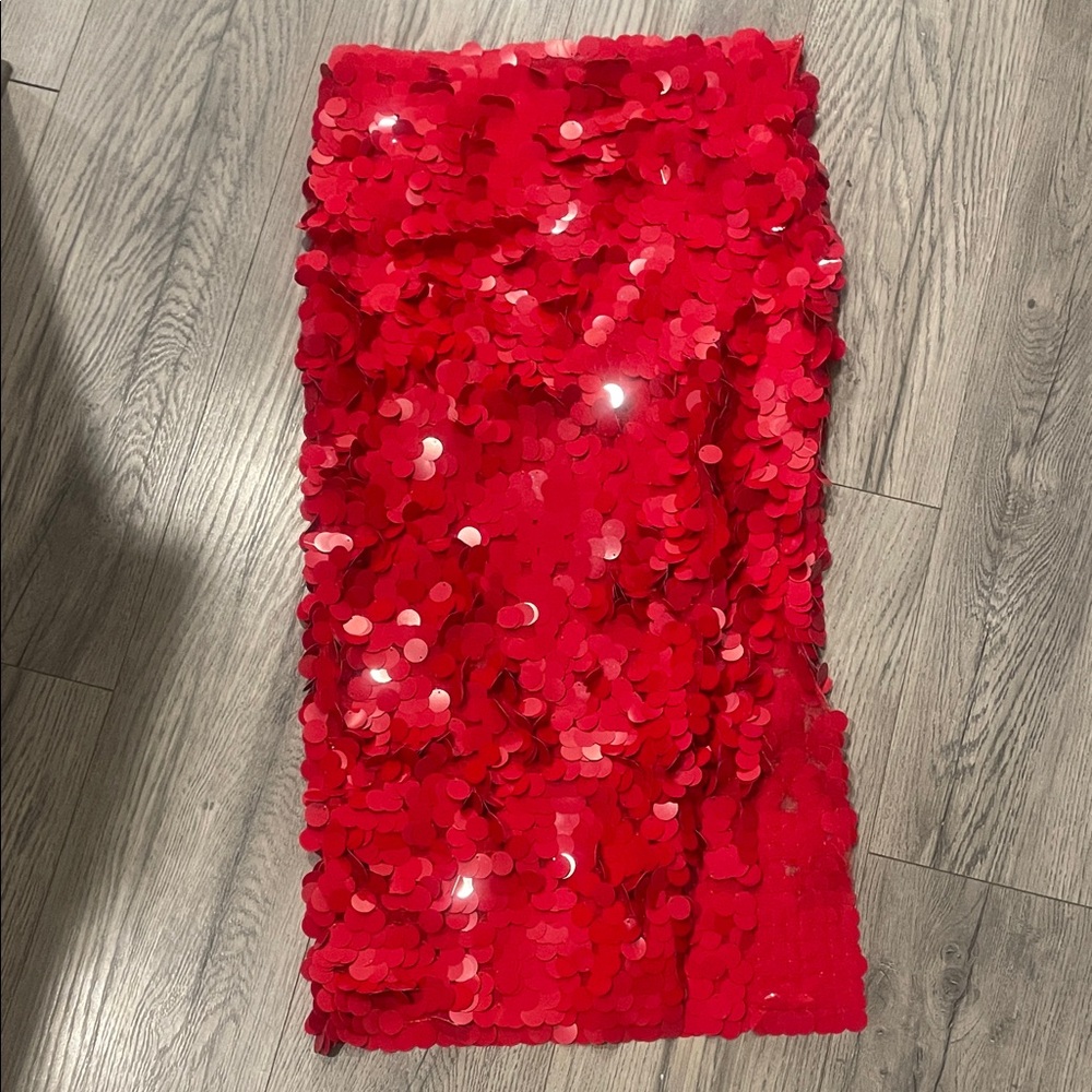 Lioness Red Sequin Pencil Skirt